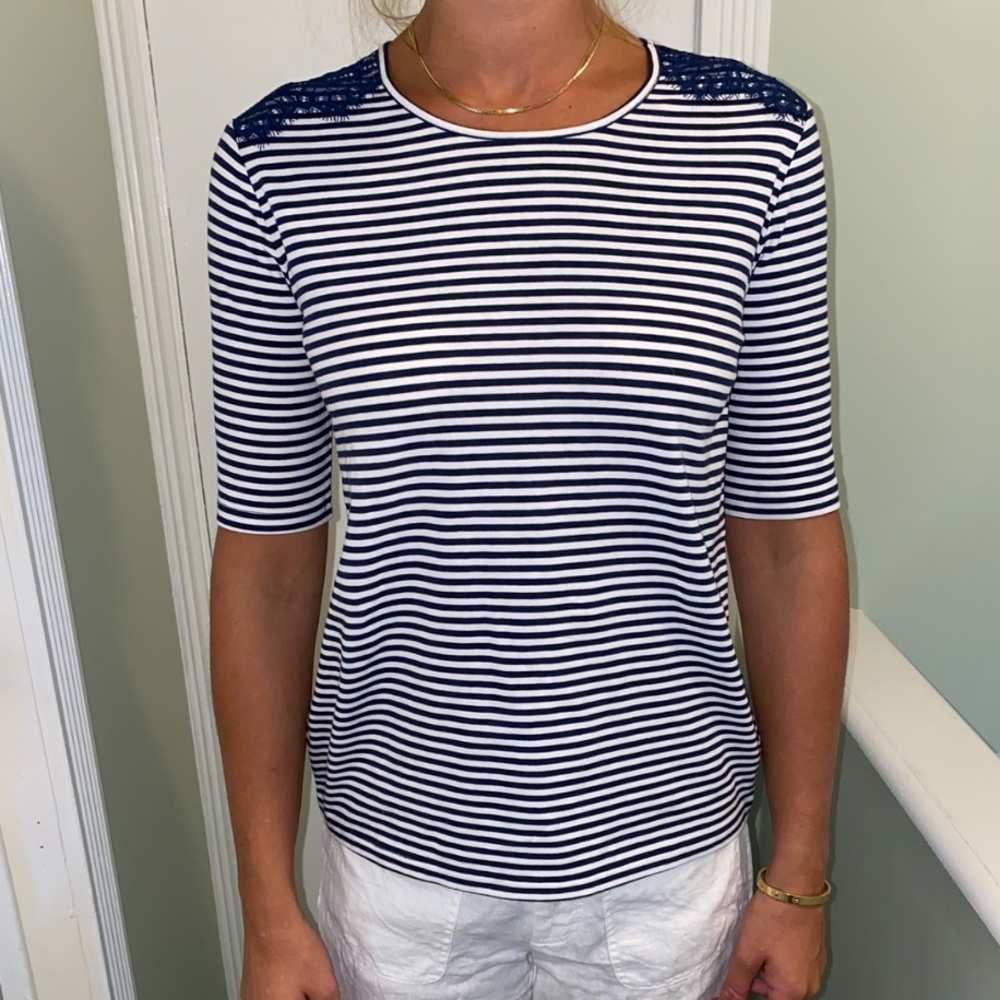 Brooks Brothers stripped navy and white tee